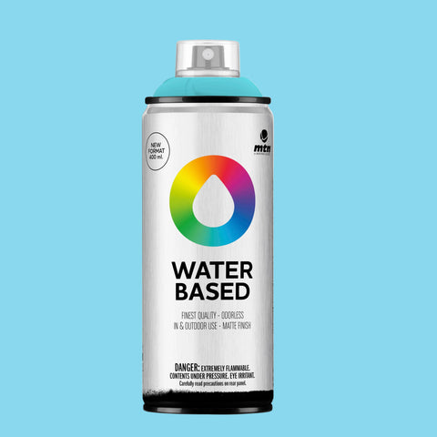 Water-based spray paint can arctic blue